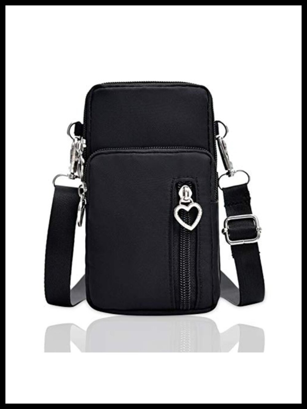 Small Nylon Crossbody Bag Lightweight Phone Purse 3 Zip Pockets Travel Pouch